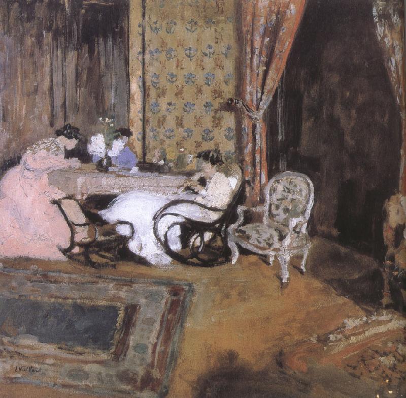 Edouard Vuillard Three women in the sitting room oil painting picture